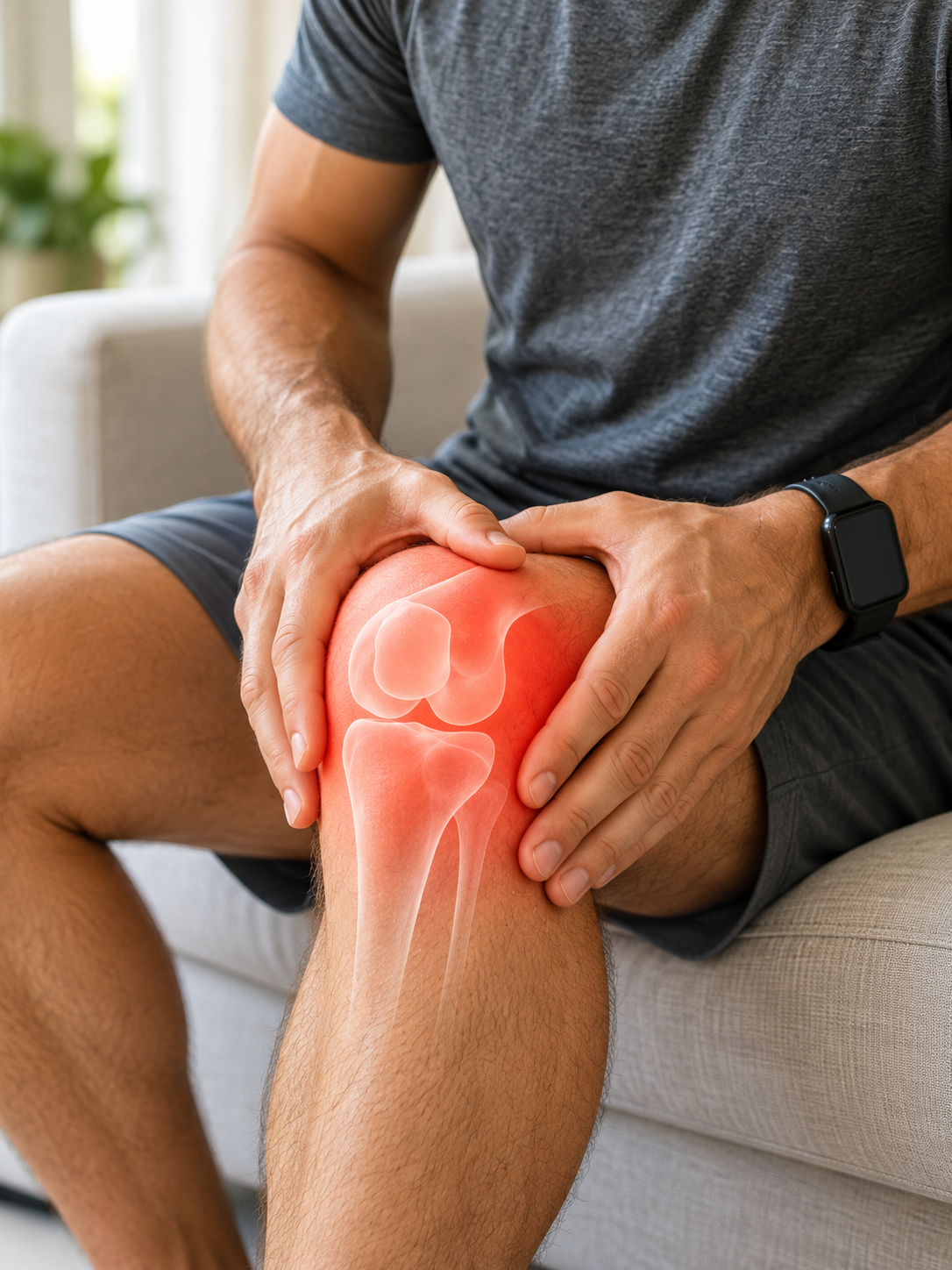 Man holding his knee