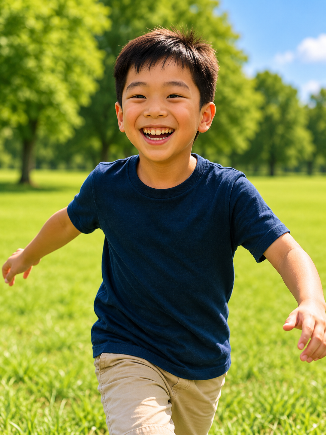 Happy child playing outdoors