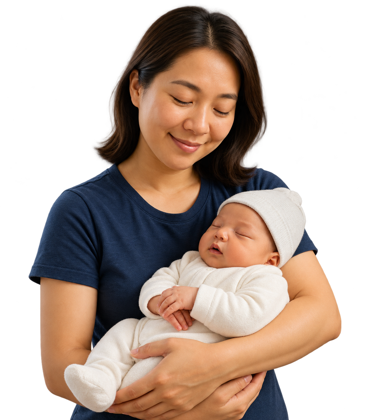 Mother holding her sleeping newborn